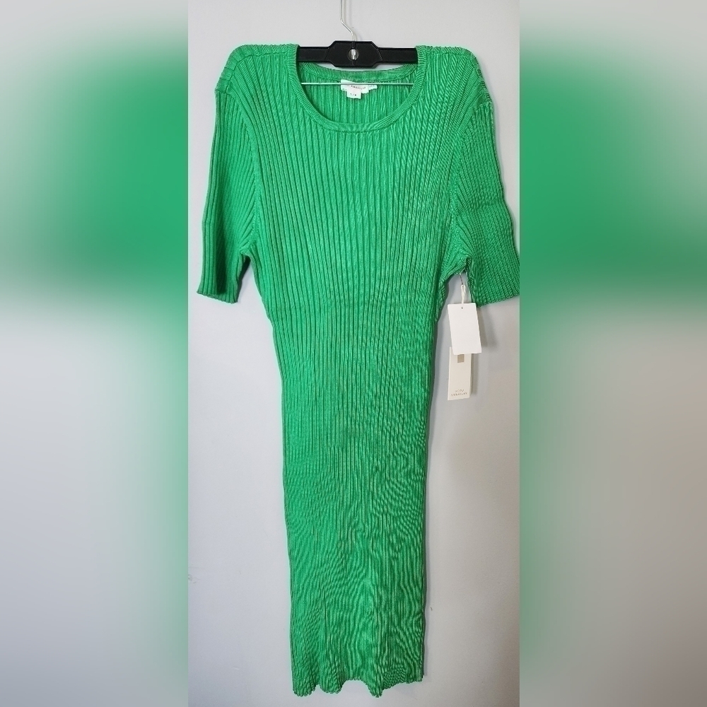 Good American NWT summer green sweater dress open back size 7/8 (4XL/5XL